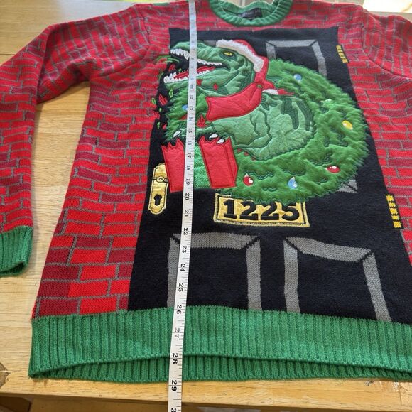 Blizzard Bay Ugly Christmas Sweater T-Rex Dinosaur Brick Door Decor Wreath Large - Picture 11 of 11